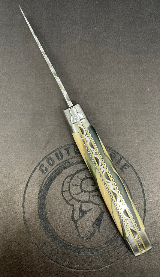 Laguiole Double Mitres Manche en Ivoire de Mammouth sous résine